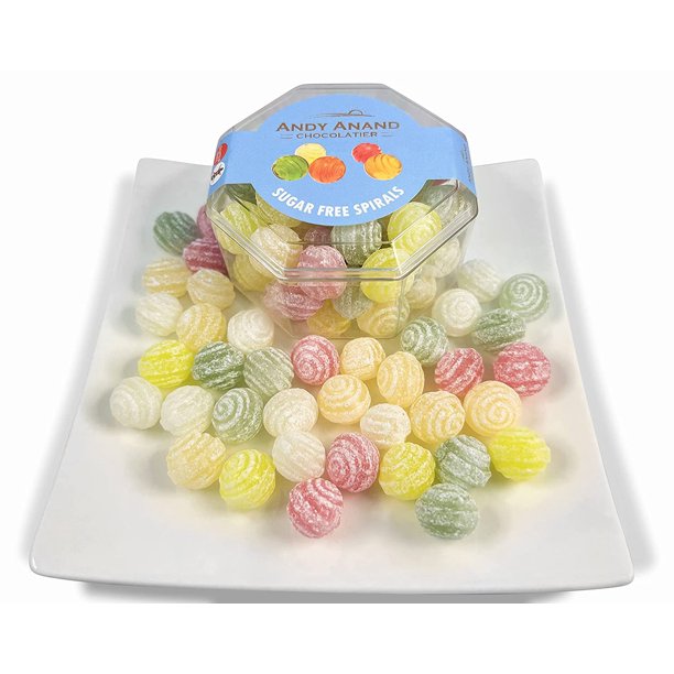 Andy Anand SugarFree Hard Candy Spirals. Sweetened With Stevia. The