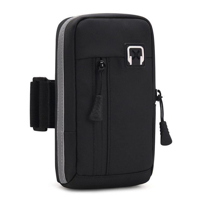Bolso bandolera de cintura para fitness multifuncional de poliéster Hukapapa, bolso de muñeca, bolso de brazo de moda, negro