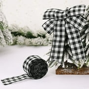 Christmas Wired Edge Ribbons 2 Inches Christmas Buffalo Plaid Ribbon Burlap Ribbon Gingham Craft Ribbon for Christmas DIY Wrapping Party Bow Craft Making