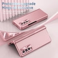 thumbnail image 2 of MonsDirect for 7.6 inch Samsung Galaxy Z Fold 4 5G 2022 Case with S Pen & S Pen Holder, Two Hinge Protection Plating Frame PC Cover, Shell Membrane Integrated Case with Stand & Lens Protection, Pink, 2 of 7