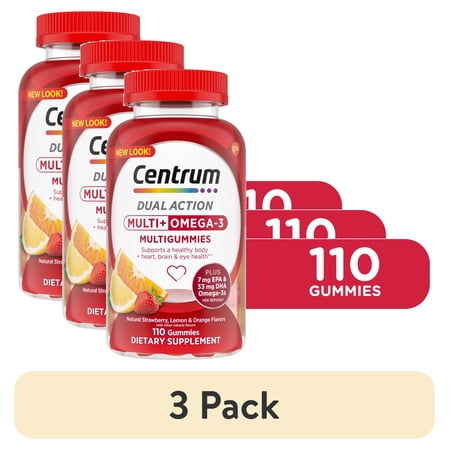 (3 pack) Centrum Multigummies Adult Gummy Vitamins Multivitamin Supplements Assorted Fruit 110 Ct