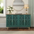 thumbnail image 4 of HLR 48" Accent Cabinet with 4 Doors, Vintage Hollow Carving Storage Credenza, Sideboards and Buffets Cabinet for Living Room, Kitchen, Dining Room, Entryway, 4 of 8