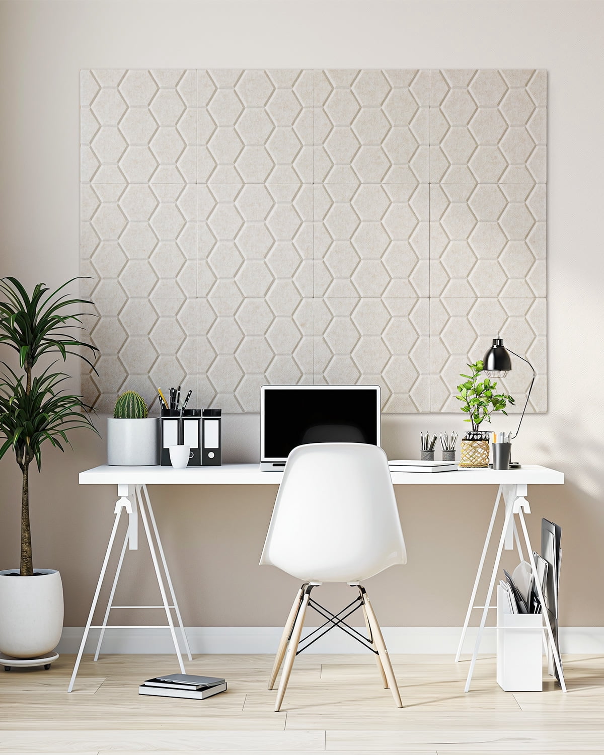 Soundsbay Sound Proofing Panels Self-Adhesive, 12 Pack Honeycomb Acoustic Wall Panels for Door, Ceiling, 12" X 12" X 0.4"