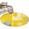 thumbnail image 2 of Round Area Rug 3 Ft, Yellow Grey Washable Non-Slip Circle Carpet for Living Room/Bedroom, Modern Abstract Mottled Ombre Aesthetic Low-Profile Small Floor Mats Collection Rugs for Indoor, 2 of 7