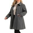 thumbnail image 5 of Agnes Orinda Women's Plus Size Coat Turndown Collar Single Breasted Warm Long Coats with Pocket 2X Gray, 5 of 7