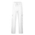 thumbnail image 3 of Men's Cargo Pants Linen Workwear Trousers Casual Comfortable Breathable Summer Spring Daily Wear Loose Fit Utility Pants For Outdoor Activities, 3 of 8