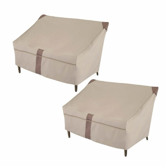 Modern Leisure Monterey Patio Loveseat Cover, 2-Pack, 57.5"L X 38"W X 38"H, Beige