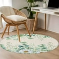 thumbnail image 4 of Round Rugs 4 Ft, Green Eucalyptus Leaves Non Slip Area Rugs for Kitchen Bedroom Entryway, Daisy Summer Botanical Washable Carpet Runner Rug Floor Mats for Bedroom Home Decor Watercolor, 4 of 9