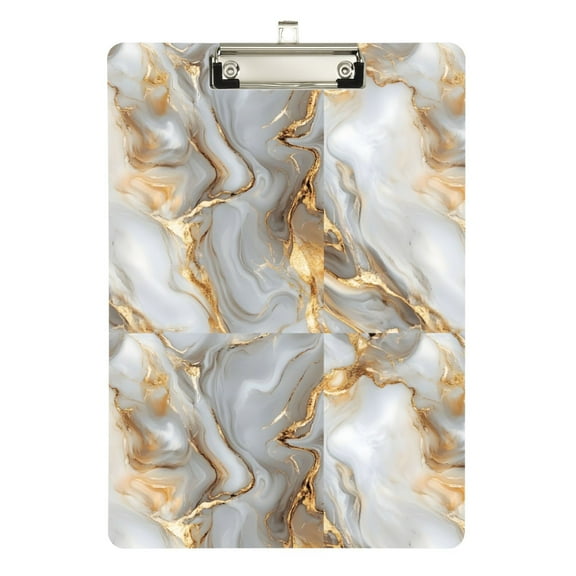 ALAZA Plastic Clipboard A4 Letter Size Decorative Clipboards for Students Women Men 9" x 12.5" White Gold Marble