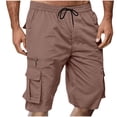 thumbnail image 2 of Sheghy Mens Cargo Shorts 100%Cotton Men Casual Fashion Solid Shorts with Multi-pocket Elastic Waist Cargo Pants Short Pants, 2 of 9