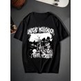 thumbnail image 1 of [Skeleton Pattern Graphic Men's Tee] Trendy Skeleton & Letter Pattern Print Men's Comfy T-shirt For Halloween, Graphic Tee Men's Summer Outdoor Clothes, Men's Clothing, Tops For Men, 1 of 5
