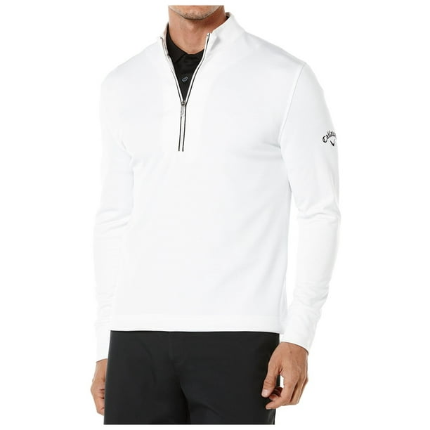 Callaway Men's Waffle Fleece QuarterZip Golf Pullover (Bright White, M
