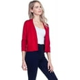 thumbnail image 3 of Cielo 1985 Women's Open Bolero Cardigan Sweater - cropped 3/4 sleeves lightweight - By The Simply Fashion red L, 3 of 6