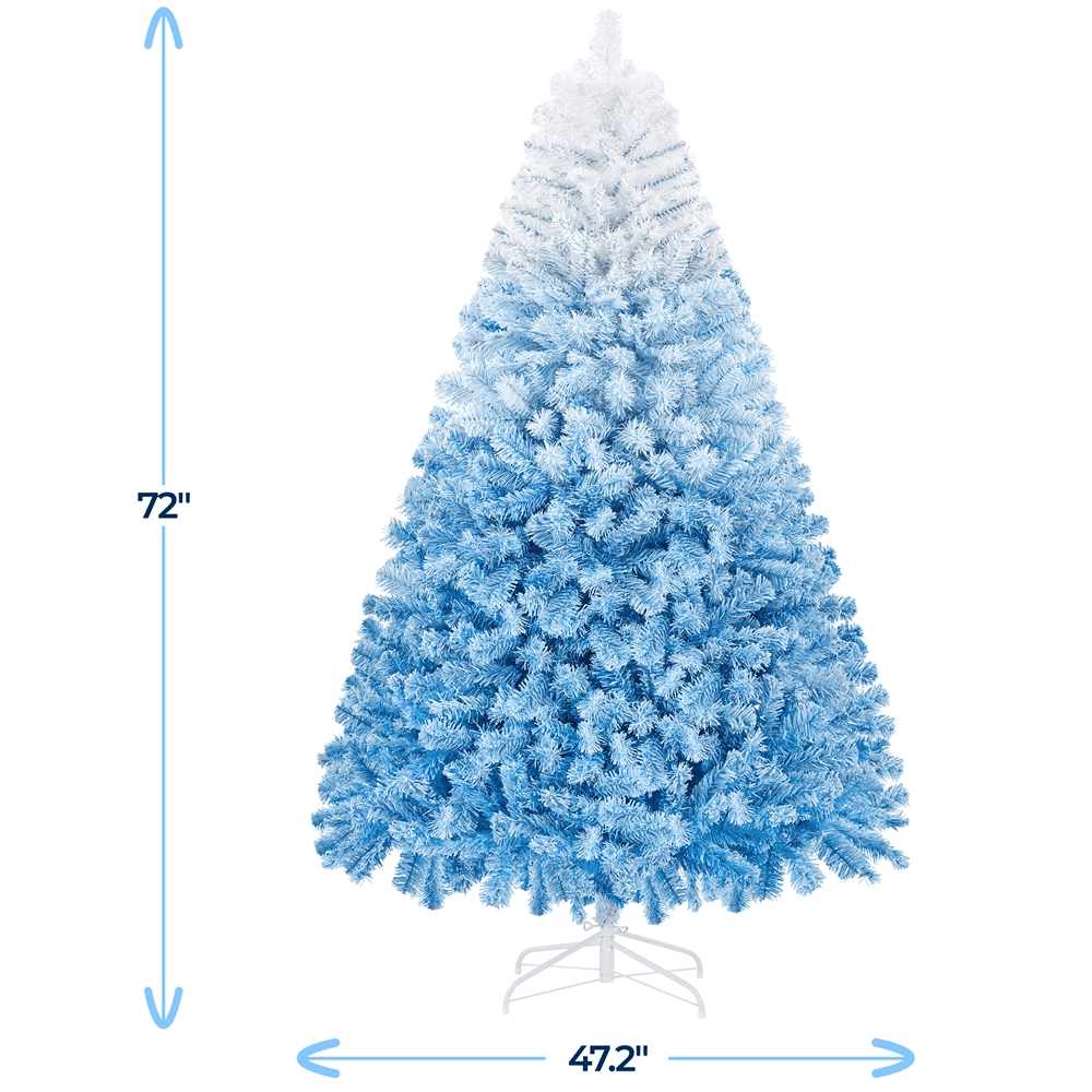 Renwick 6ft Flocked Artificial Christmas Tree with Foldable Stand, Lake Blue Gradient