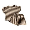 thumbnail image 2 of Delliss Girls Summer Striped Tops and Shorts Set Cute Two Piece Outfits Casual Sweat Tracksuit 1-10Years, 2 of 9