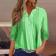 thumbnail image 2 of Summer Savings Clearance 2024! TAGOLD Summer Tops T-shirt Blouse for Womens,Women's Fashion Solid Long Sleeve Blouse Buttons V Neck Casual Tops, 2 of 5