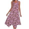 thumbnail image 2 of Ovzne Robes pour Femmes Robe de Plage Robe Imprimée Sans Manches avec Poches Ourlet Irrégulier Col Rond Robe Imprimée pour Femmes en Liquidation, 2 of 5