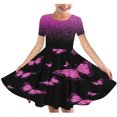 thumbnail image 1 of QIPOPIQ Robe d'Été pour Fille Art Van Gogh Impression 3D Col Rond Manches Courtes T-Shirt Robe Évasée Liquidation, 1 of 5