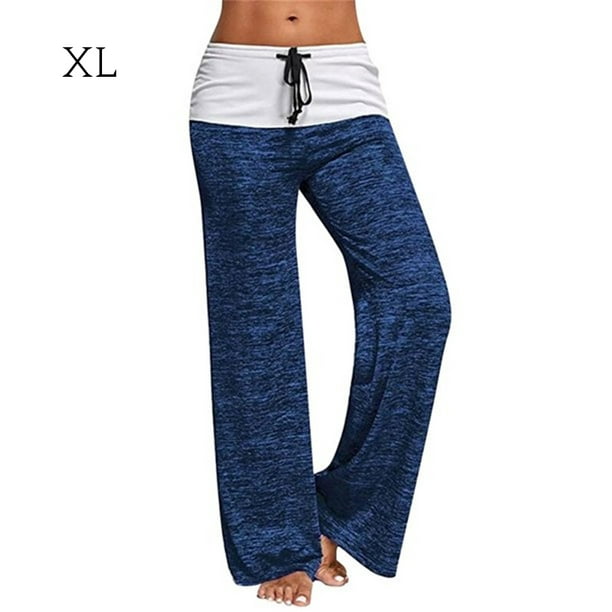 Yoga Pants Women Sports Wide-Leg Trouser Fast Dry Outdoor Pants, Blue, XL