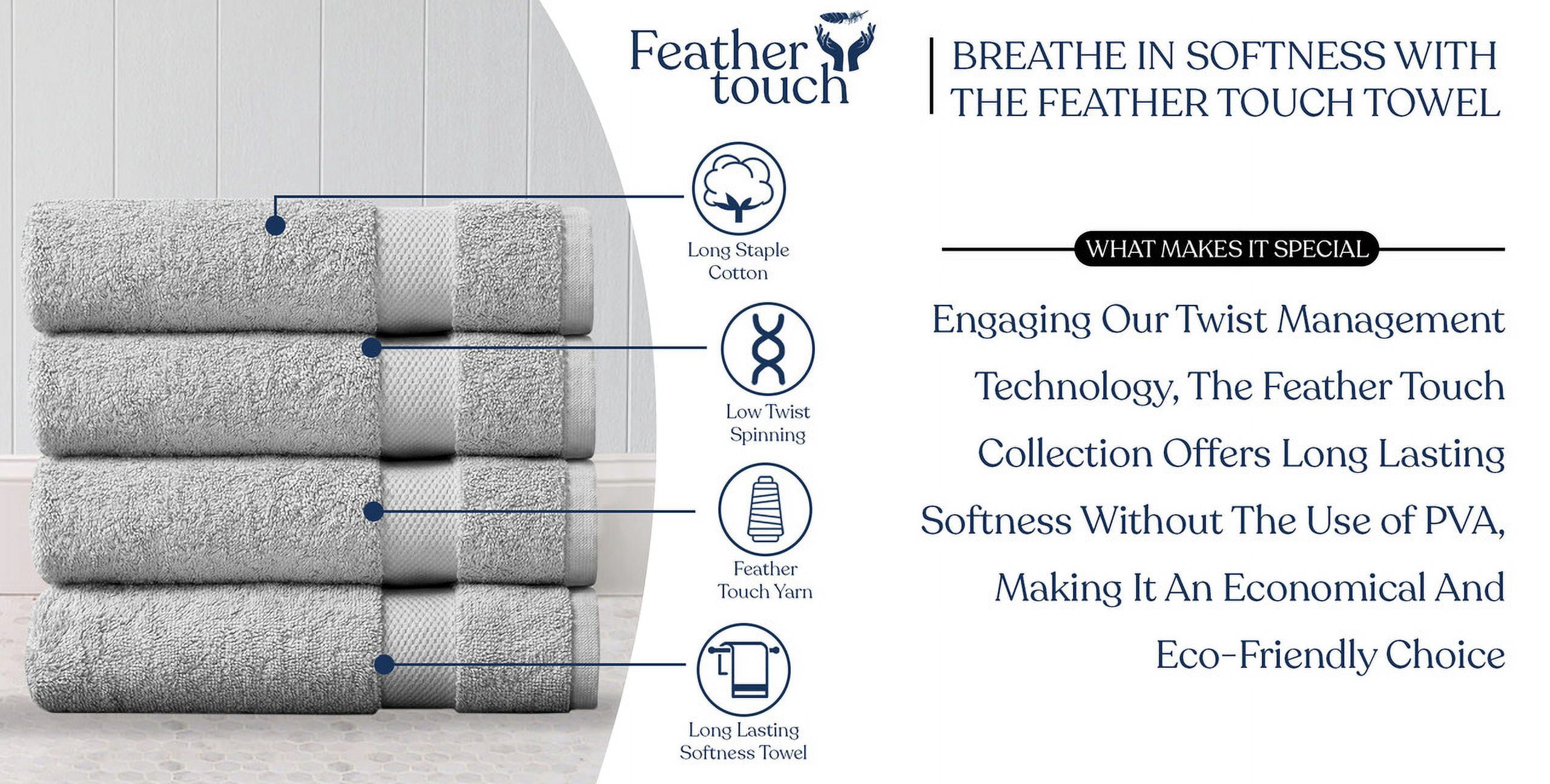 Delara Organic Cotton Bath Sheet 36"x70" Pack of 4, 650 GSM Plush Soft Quick-Dry Ultra-Absorbent Towels, GOTS & OEKO-TEX Certified, Light Grey