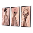 thumbnail image 3 of Designart "Retro Glamour African American Beauty IV" African American Woman Framed Wall Art Set Of 3 - Pink Woman African American Frame Gallery Set For Office Decor, 3 of 6