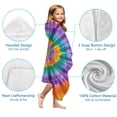 thumbnail image 7 of Colorful Rainbow Tie Dye Spiral Pattern Hooded Bath Towel，60"x35" for Ages 3 To 12 Kids, Quick Dry Lightweight Soft Microfiber Hood Beach Towel Cover Up for Kids, 7 of 7