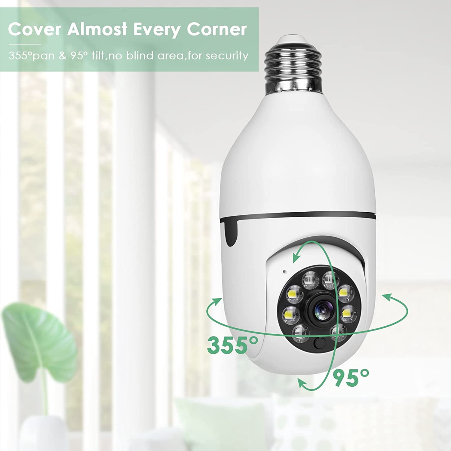 Light Bulb Camera 2.4GHz Wireless WiFi Security Camera 1080p, Light Socket Camera with Real-time Motion Detection,WiFi Smart 360° Surveillance Camera for Indoor and Outdoor,Night Vision