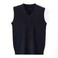 thumbnail image 5 of Suéter de cachemira Chaleco de hombre Suéter de cuello en V Chaleco de punto holgado de talla grande para hombre de mediana edad, 5 of 5