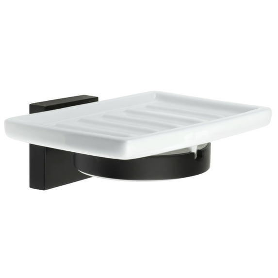 Smedbo HOUSE SOAP DISH & HOLDER MATTE BLACK/WHITE CERAMIC