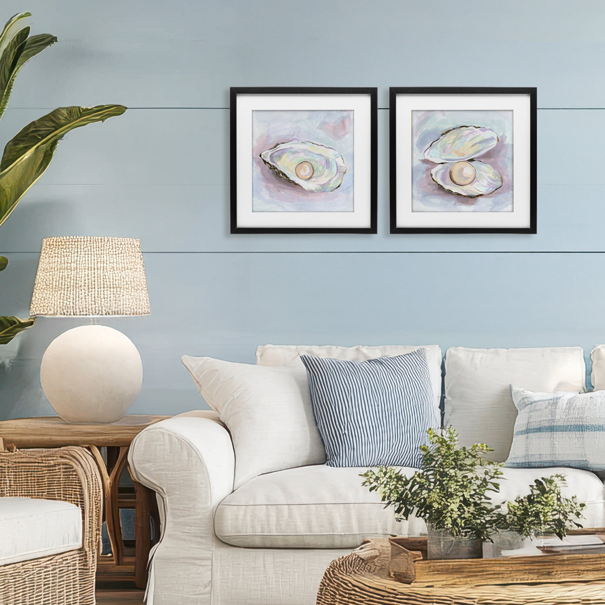 Stupell Industries Aquatic Silent Opals 2 Piece Black Framed Print Under Glass Set, design by Melissa Wang