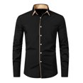 thumbnail image 1 of Playeras Y Camisas Para Hombre Camisa de color sólido informal de negocios a la moda para hombres con mangas largas (Black, S), 1 of 6