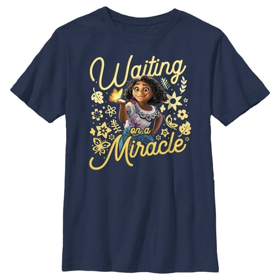 Boy's Encanto Mirabel Waiting on a Miracle Graphic Tee Navy Blue Large