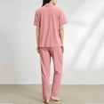thumbnail image 6 of Womens Pajamas Set 100% Cotton Soft Short Sleeve Sleepwear Button Down Nightwear Summer Pj Sets Red XL, 6 of 8