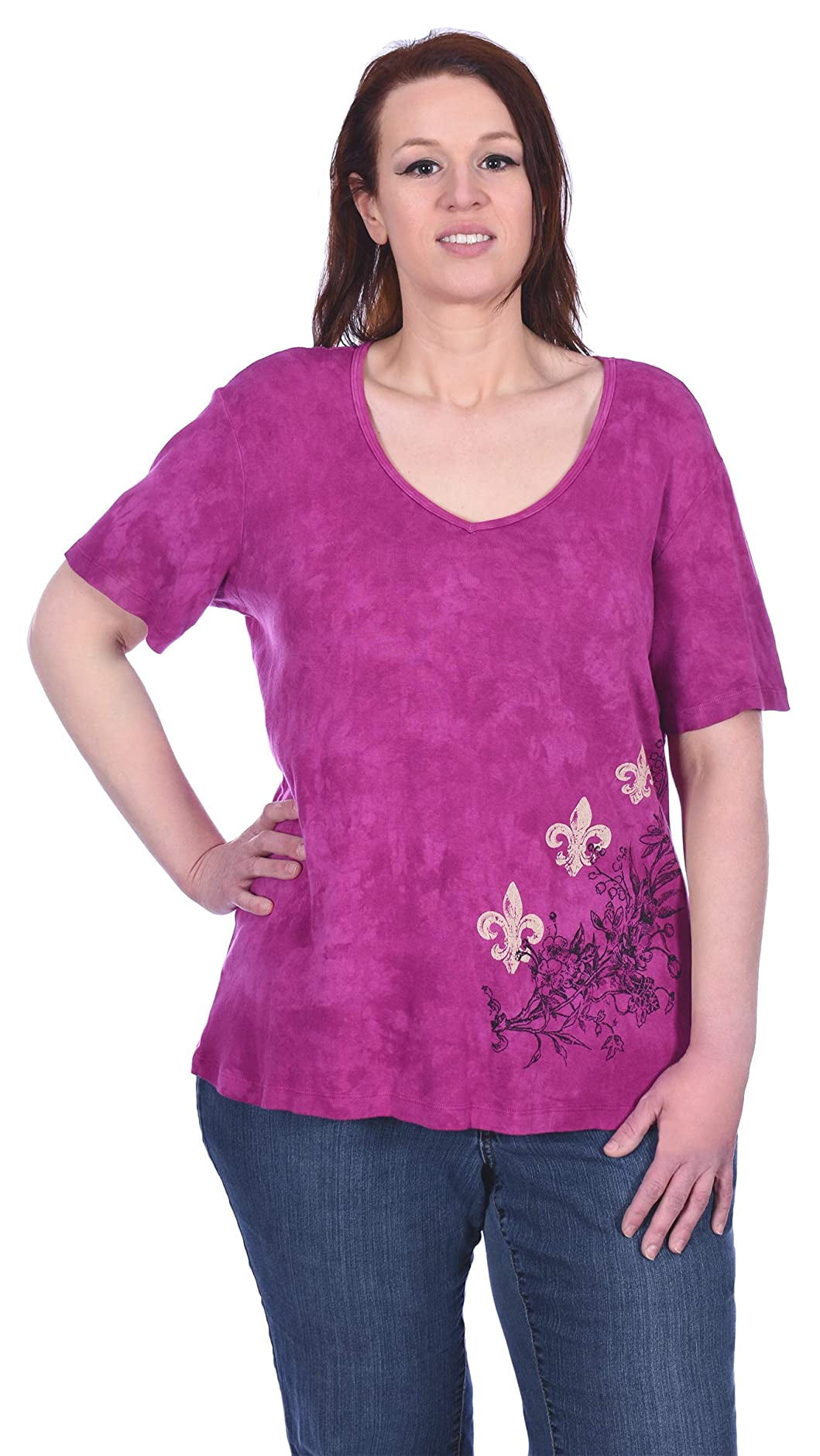 Sledge USA Womens Plus Size VNeck Short Sleeve Graphic Print Shirts