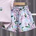 thumbnail image 5 of Splozh Toddler Girl Short Sets Cute Holiday Casual Flying Sleeve Top + Shorts 2 Piece Set Girls Summer Outfits Toddler Outfits Light Purple,5-6 Years, 5 of 6