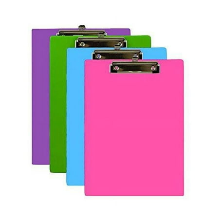 Bazic Standard Size PVC Clipboard with Low Profile Clip, Assorted Colors, 6-Pack