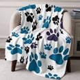 thumbnail image 2 of Flannel Fleece Throw Blanket Cute Dog Paw Print on White Lightweight Soft Plush Blankets,Animal Footprints Seamless Cozy Warm Throw Blanket for Couch Sofa Bed Car Office All Season Use 40x60in, 2 of 9