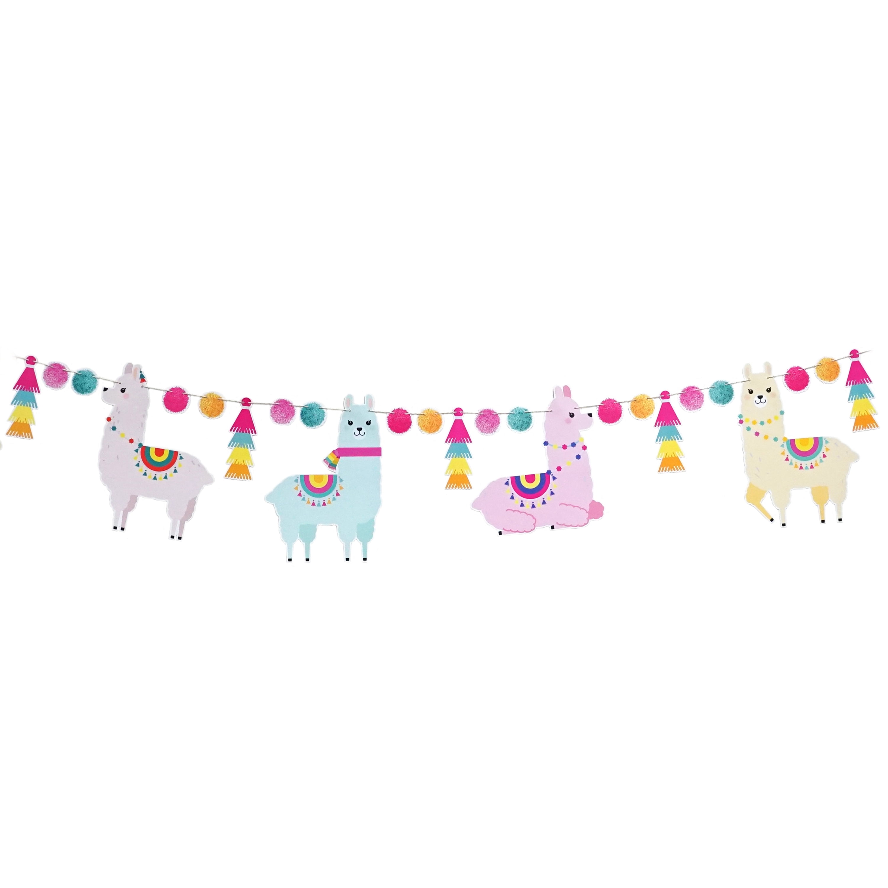 Pastel Llama Party Decoration Banner Paper Garland Decor 12 Feet