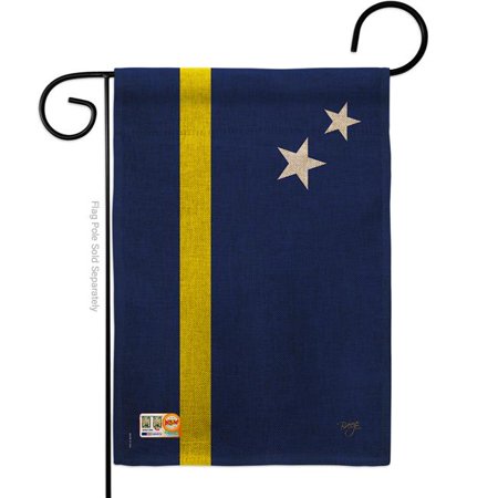 Breeze Decor BD-CY-G-108343-IP-DB-D-US15-BD 13 x 18.5 in. Curacao Burlap Flags of the World Nationality Impressions Decorative Vertical Double Sided Garden Flag