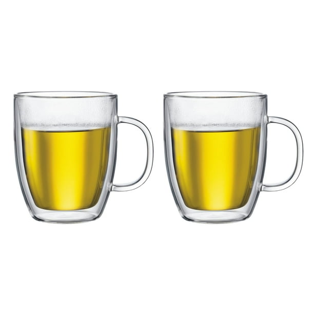 Set de 2 Tazas de Vidrio de Pared Doble Bodum Bistro 450ml Transparente