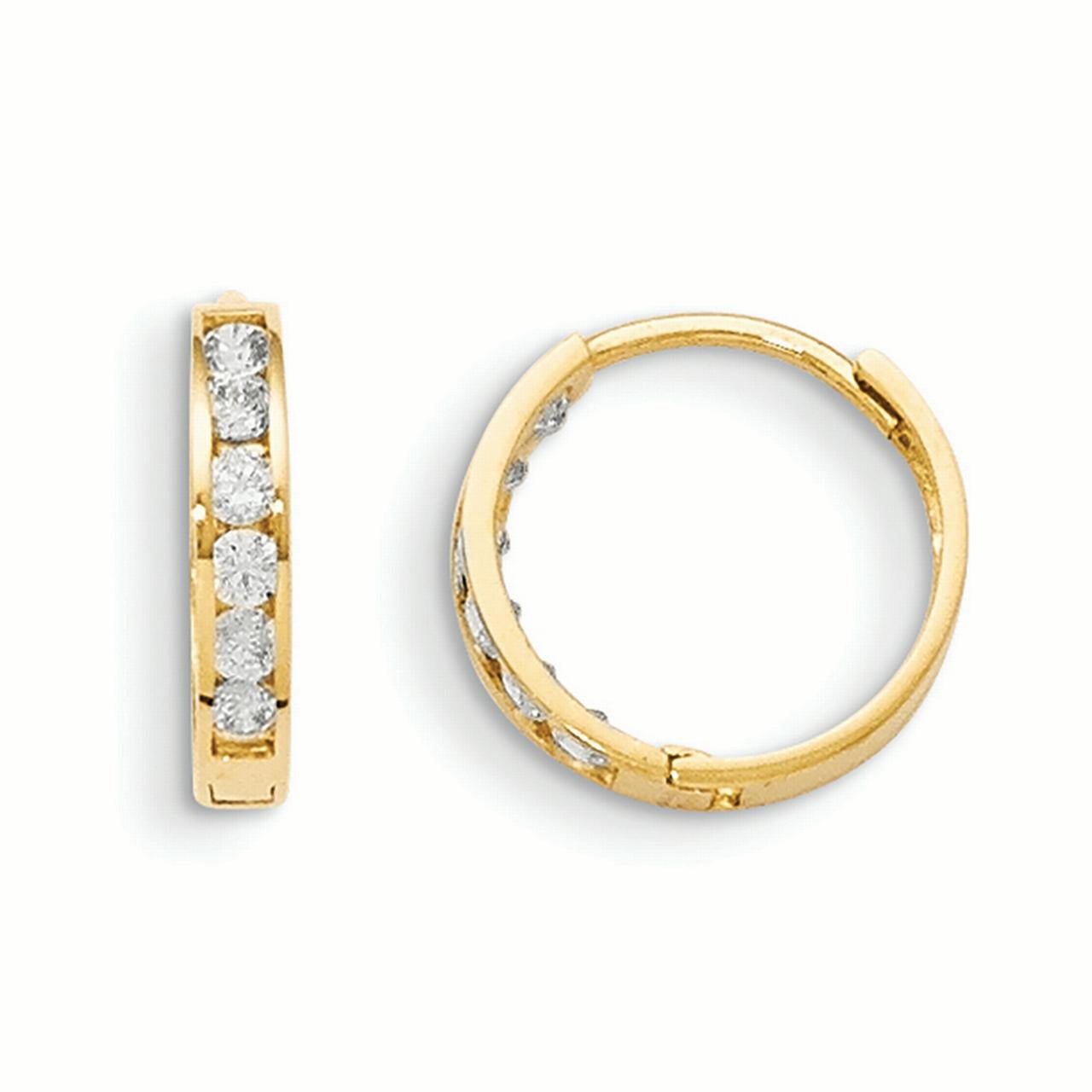 Details about   14K Yellow Gold Madi K Children's 11.4 MM CZ Hinged Huggie Hoop Earrings 