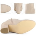 thumbnail image 3 of Unique Bargains Women's Round Toe Chunky Heels Ankle Boots Beige 9, 3 of 6