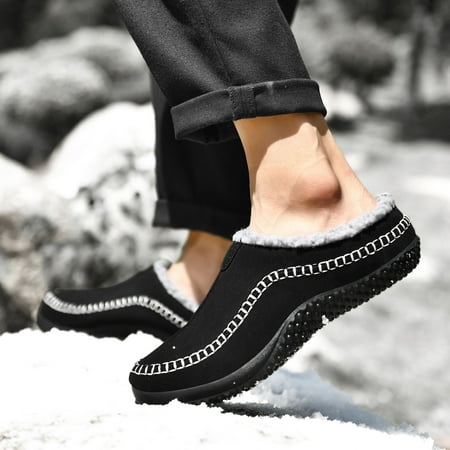 

Men s Cotton Slippers Winter Plus Velvet Indoor Home Shoes Lazy Shoes