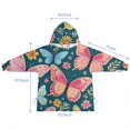 thumbnail image 7 of Pink Butterfly Rose Daisy Green Pattern Blanket Hoodies for Kids 6-13YR Oversize Wearable Blanket Hoodies for Boys Girls Teens, 7 of 7