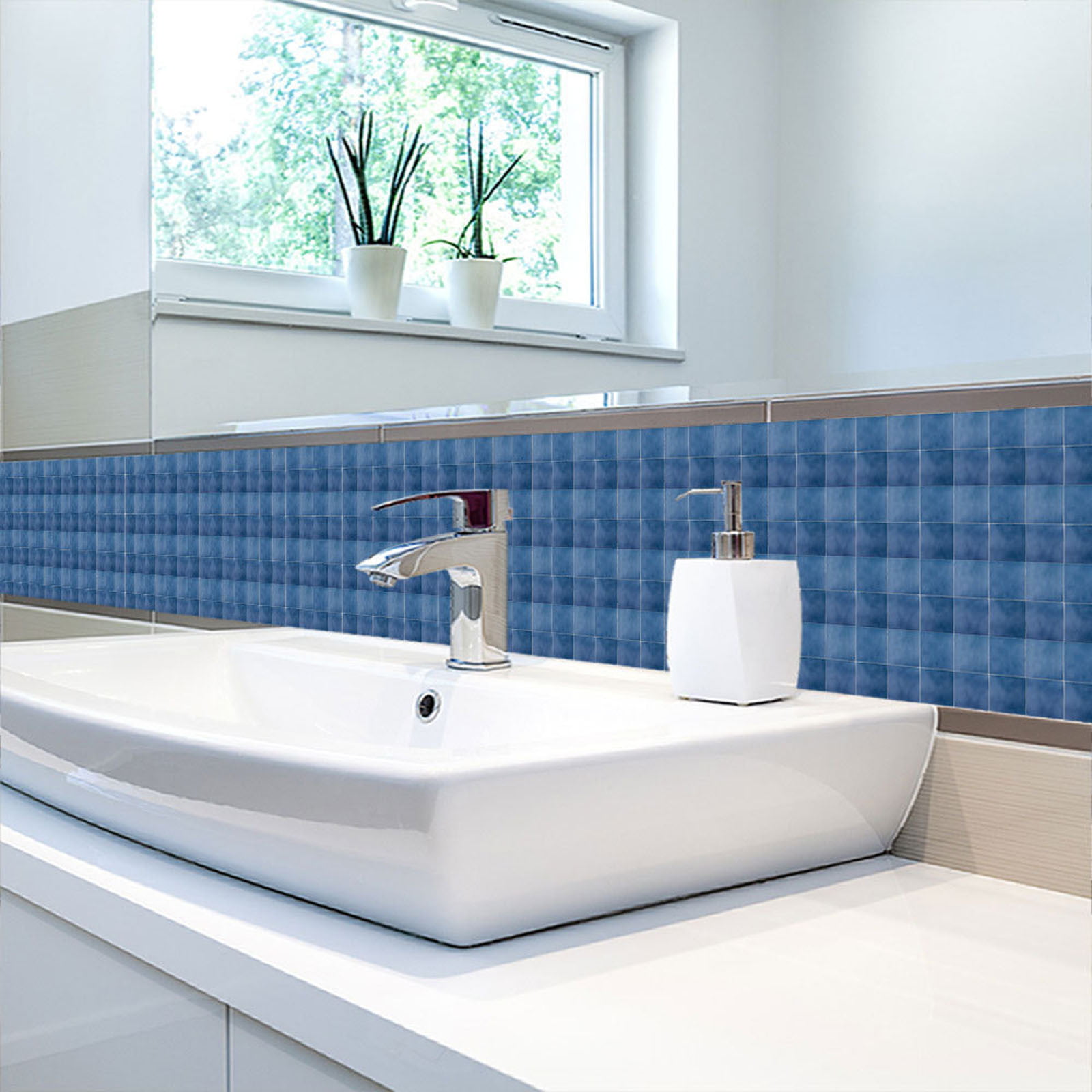 10/19pc Waterproof Tiles Mosaic Wall Sticker Kitchen Bath Adhesive Decor 10x10cm