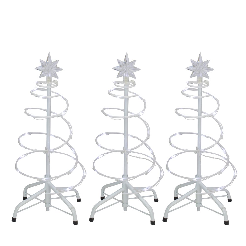 Set of 3 LED Lighted Spiral Cone Walkway Christmas Trees Outdoor