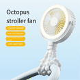 White Portable Rechargeable Baby Stroller Fan Clipon Octopus Night
