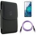 thumbnail image 1 of Screen Protector & Purple 10ft PD Cable & Case Belt Clip for Samsung Galaxy S20 Fan Edition - Anti-Glare Tempered Glass + Type-C to USB-C Fast Charger Cord + Leather Holster Combo, 1 of 18