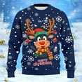 thumbnail image 4 of Unisex Christmas Sweater for Men Women Xmas Holiday Party Funny Print Knit Pullover,Navy,L, 4 of 4