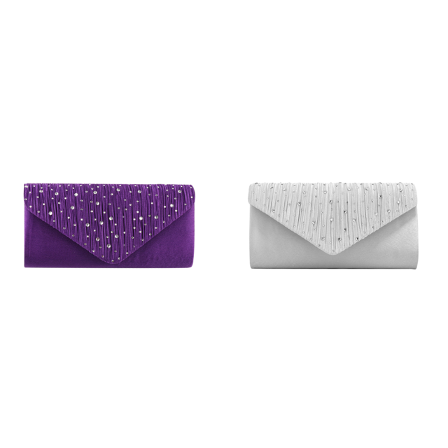 Mujeres Bolso La Cena Diamantes Imitación Plisada Con Noche Bolsas Aleta () Purple